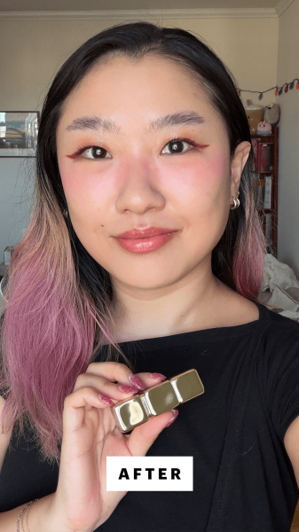 Han after applying the Guerlain KissKiss Bee Glow Lip Balm