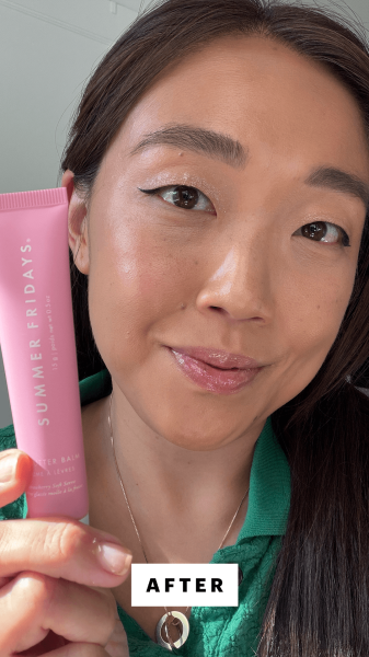 Lee after applying the Summer Fridays Lip Butter Balm